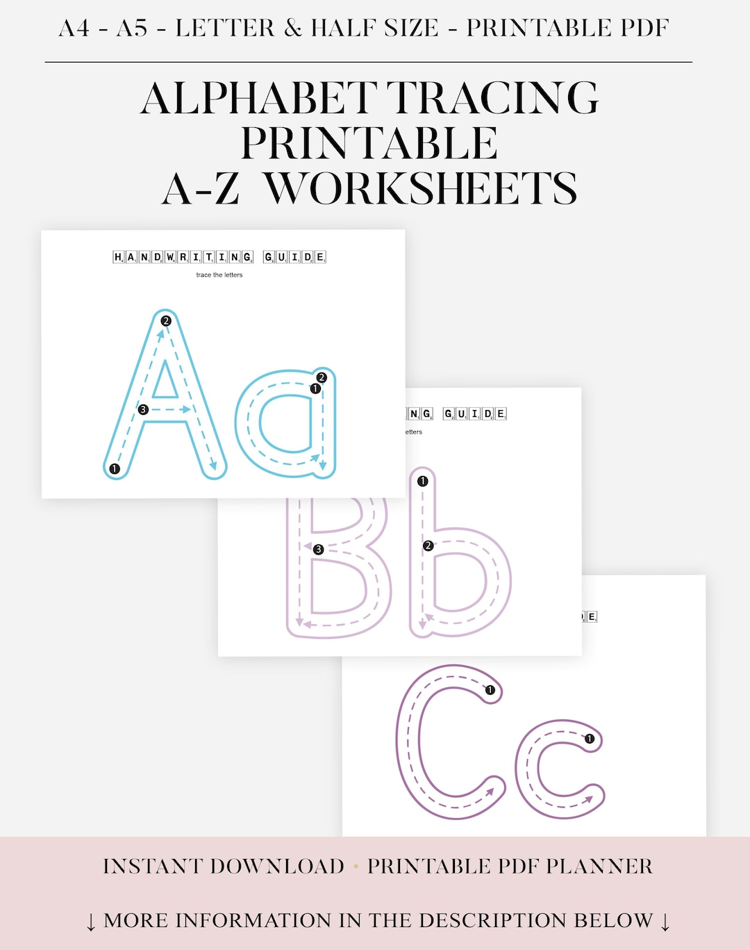 Alphabet Tracing Cards | A-Z Worksheets | Preschool & Kindergarten ...