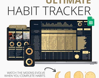 Habit Tracker Spreadsheet for Google Sheets, Digital Daily To Do List Template, Daily Habit Planner, Weekly Habits, Goal Planner Dashboard