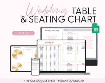 Wedding Spreadsheet Digital Wedding Seating Planner Wedding Table Planning Wedding Checklist Wedding Guest List Google Sheets Template
