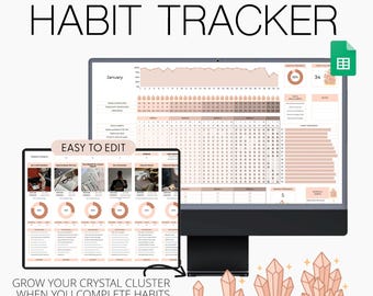 Habit Tracker Spreadsheet for Google Sheets, Digital Daily To Do List Template, Daily Habit Planner, Weekly Habits, Goal Planner Dashboard