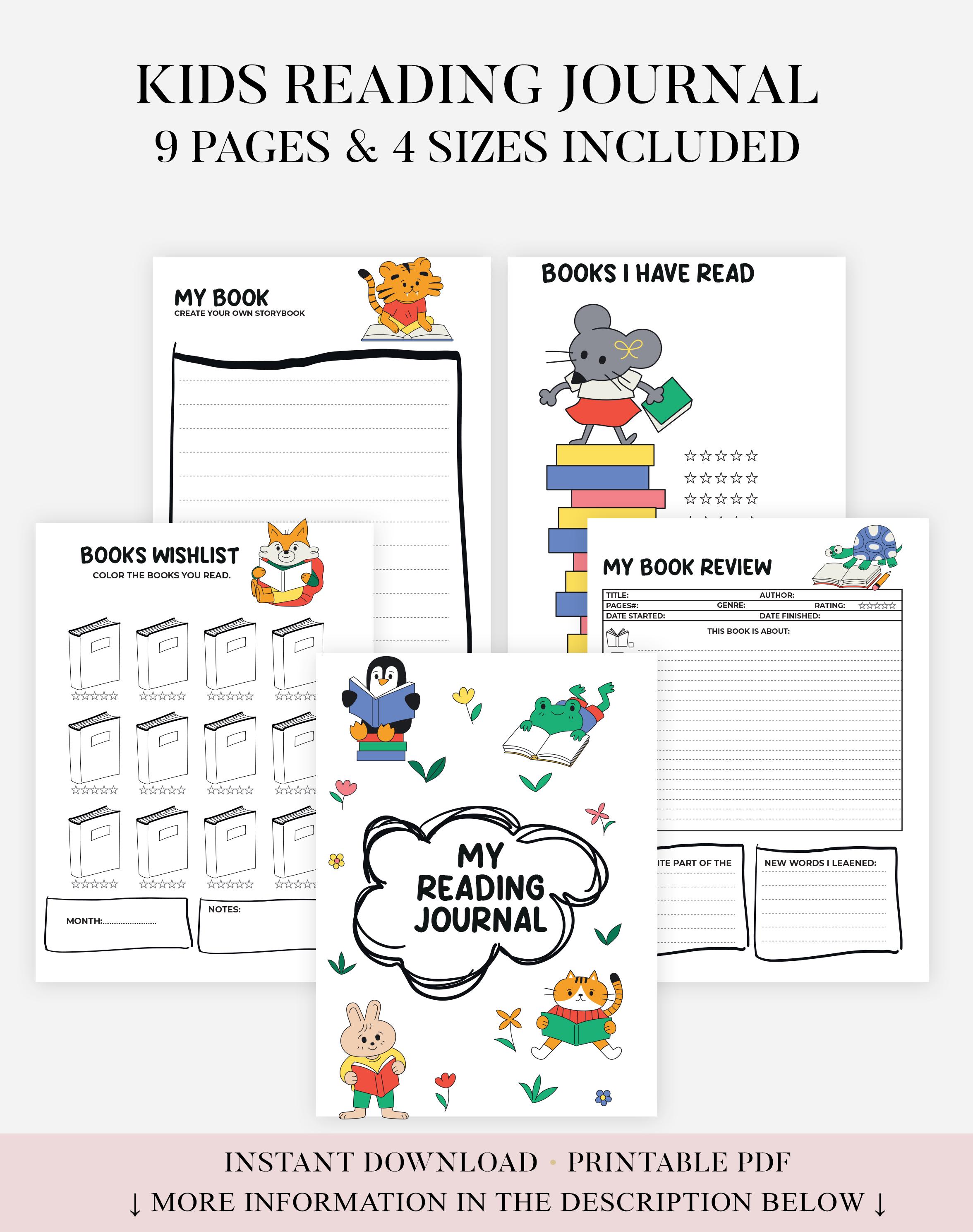 Kids Reading Journal, Printable Kids Book Tracker, Reading Log and Book ...