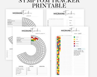 Symptomentracker, migrainetracker, migrainelogboek, hoofdpijndagboek Wellness-dagboek invoegen medische informatiemap chronische ziekte afdrukbare