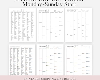 Grocery List Printable Template, Grocery Planner, Food Shopping List, A4/A5/Letter/Half Size, Instant Download PDF