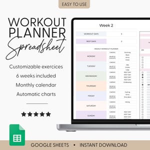 Workout Planner Google Sheets Exercise Tracker Spreadsheet Fitness Planner Template Gym Checklist Weightlifting Training Calendar Pilates
