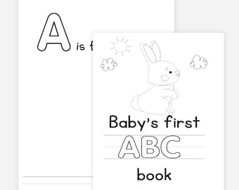 Blank Alphabet Book, ABC Baby Shower Coloring Book, Baby's First ABC Book, Baby Shower Activities, Baby Shower Guest Game, Instant Download