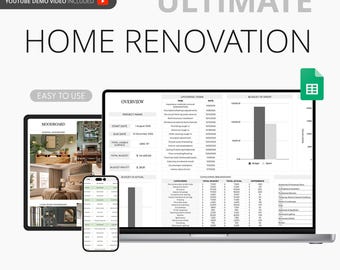 Home Renovation Budget Planner for Excel & Google Sheets | DIY Planner | Renovation Project Budget Template | Renovation Tracker Spreadsheet