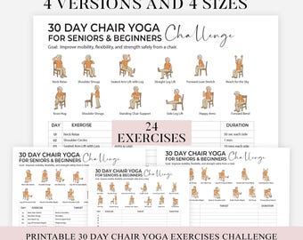 Ultimate Chair Yoga for Seniors Printable, 30 Day Exercise Program, Yoga For Beginners, Weight Loss, Wellness Bundle, Workout Guide, Fitness