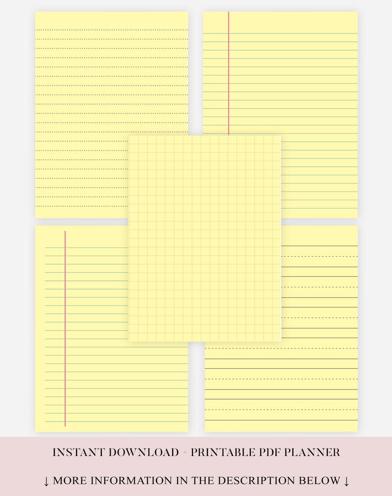 Dot Grid Paper Bundle Printable, Lined Paper, Graph Paper, Notebook ...
