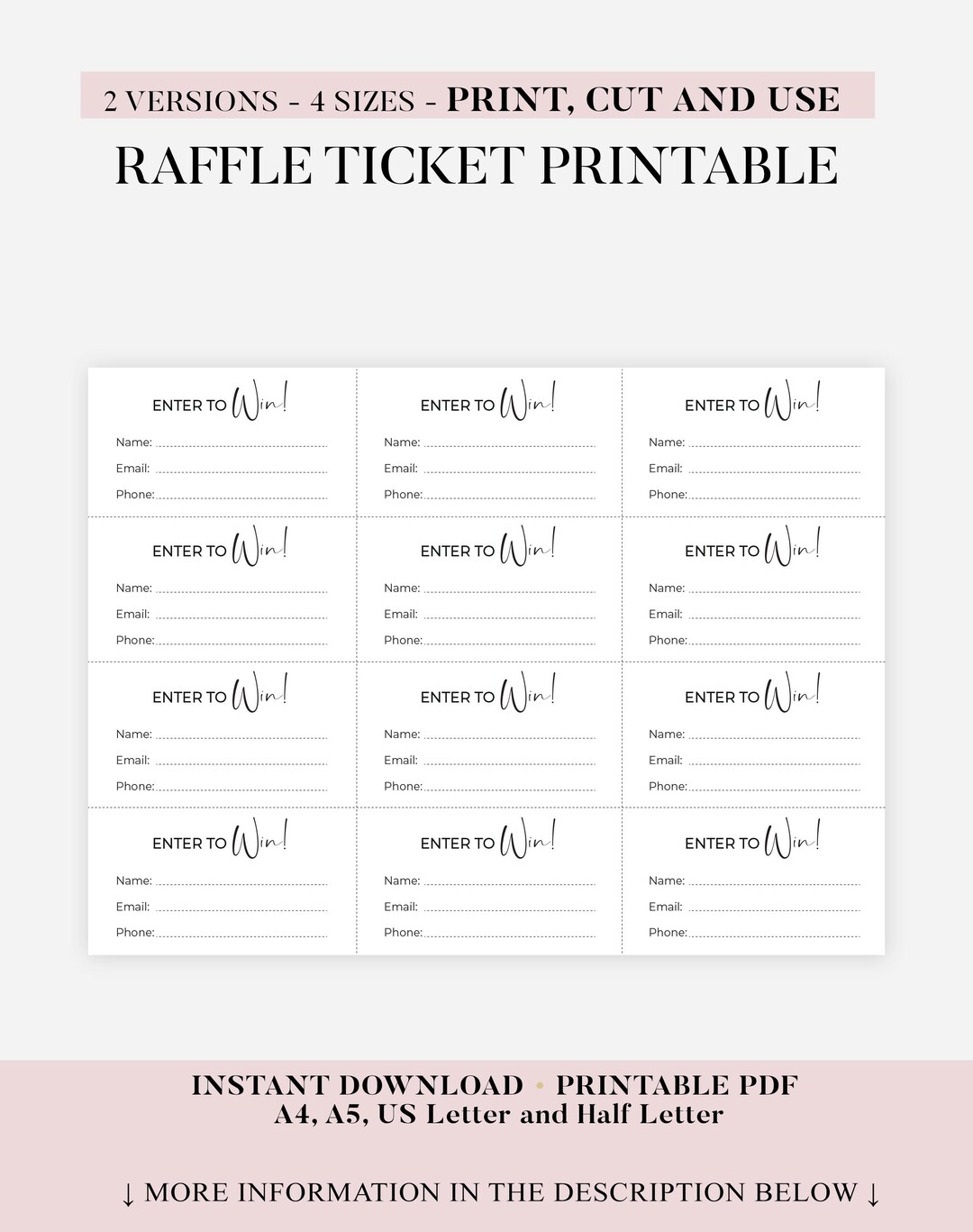 Printable Raffle Tickets | 12 per Page Template | Raffle Ticket Tracker ...