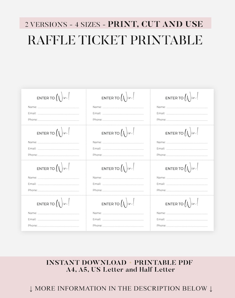 Pdf Raffle Log Printable Raffle Tickets | 12 per Page Template | Raffle Ticket Tracker ...