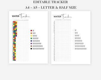 Water Tracker Yearly, Planner Page, Daily Tracker, Yearly Water Tracker, Water Log, Hydrate Tracker, Printable Journal Page, Health Tracker