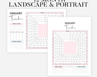 2026 Habit Tracker Printable | 12 Month Undated Habit Tracker  | Habit Tracker Digital | Daily Habit Tracker PDF | Goal Motivation Planner