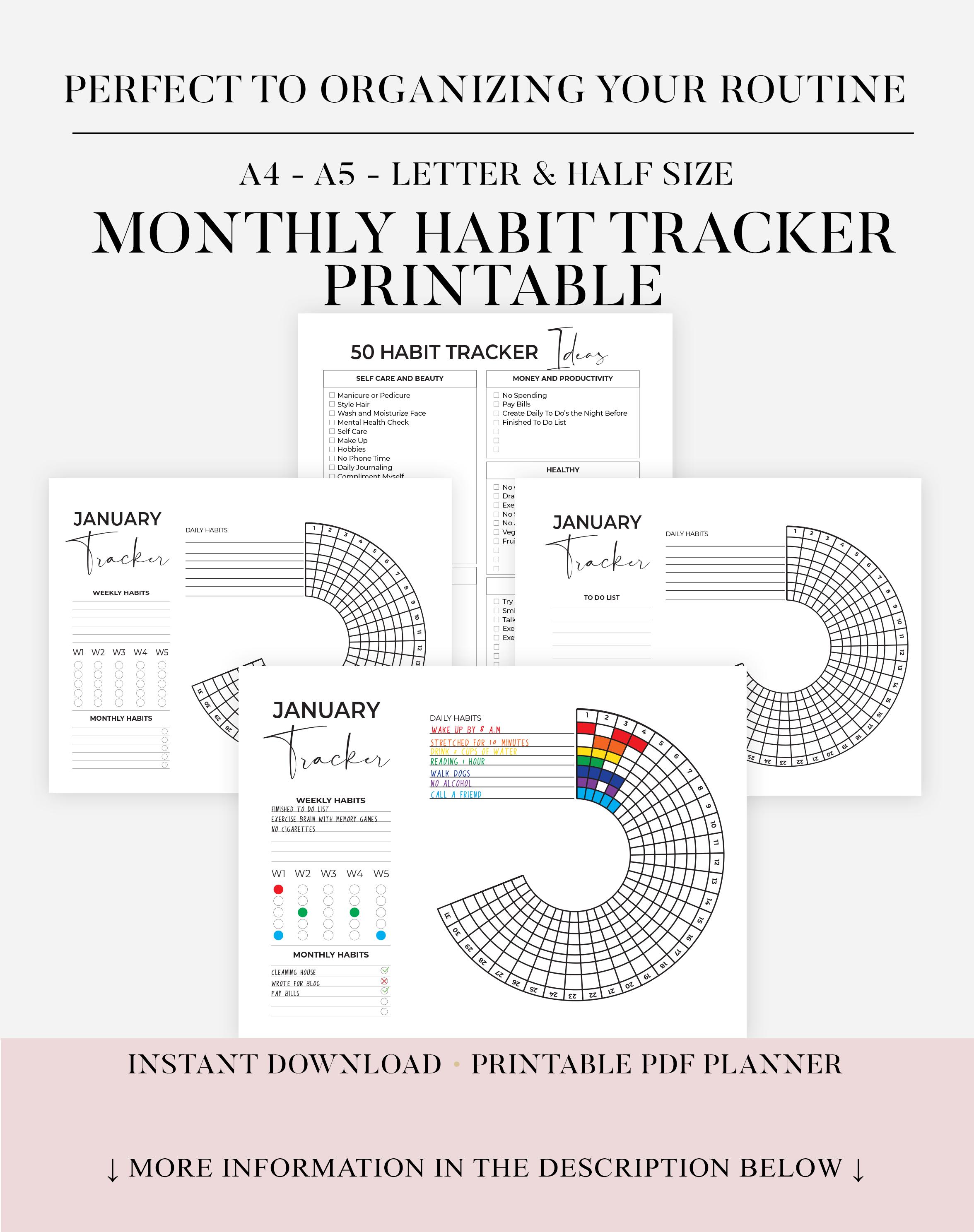Habit Tracker - PRINTABLE Journal Page - Printable Planner Page ...