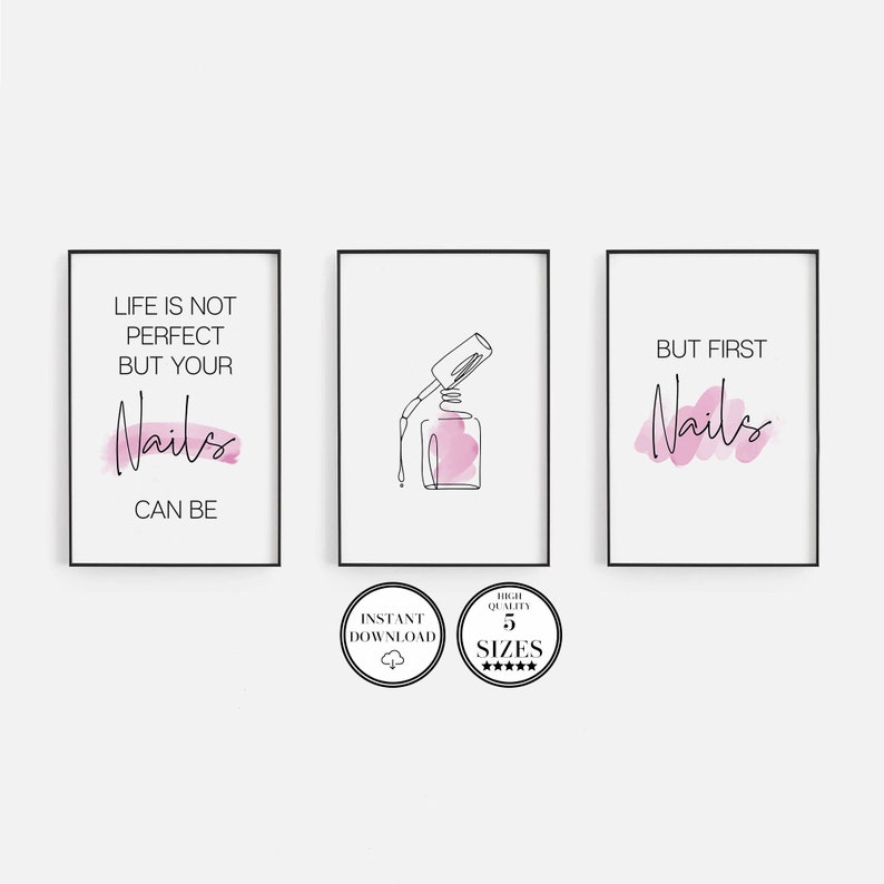 Nail Salon Decor, Manicure Print, Printable Nail Art, Nails Quote, Beauty Salon Decor, Life Is Not Perfect But Your Nails Can Be,Nails Print image 1