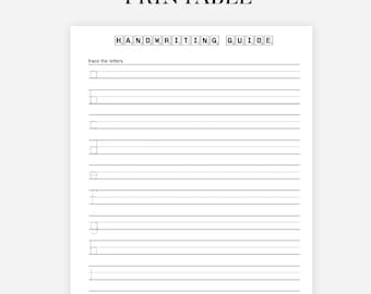 Printable Handwriting Worksheet, Calligraphy 39 Pages Letters, Words, and Sentences, For Middle School Kids and Up and Adults, PDF File Only