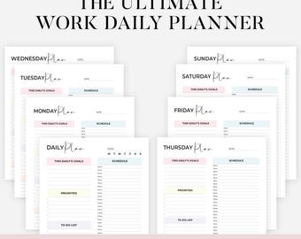 Printable Work Daily Planner Pdf, Planner Pages, Personal Daily Planner, Daily Hourly Planner, Instant Download, A5/A4/Letter/Half Letter