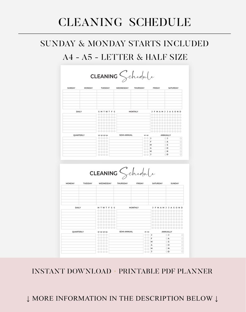 Ultimate cleaning schedule bundle printable Cleaning Planner Bundle Weekly Monthly Yearly Cleaning Checklist Declutter Family Chore Chart image 11