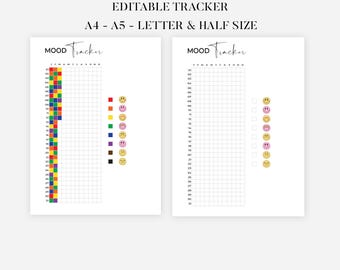 Mood in Pixels, Daily Feelings Tracker, Printable Journal Page, Yearly Mood Planner Page, Daily Mood Tracker, Monthly Tracker, Daily Rating