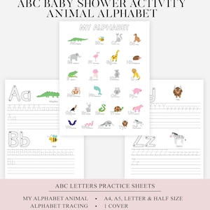 ABC Baby Shower Coloring Book A-Z Alphabets Learning Baby Shower Game Baby&#39;s First Activity Gift Ideas Game DIY Baby Book PRINTABLE Digital