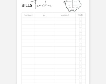 Monthly Bill Tracker, Monthly Bill Log, Savings, Bill Planner, Bill Payment Checklist, Utility Payment Tracker, Insert, Letter, A4 Printable