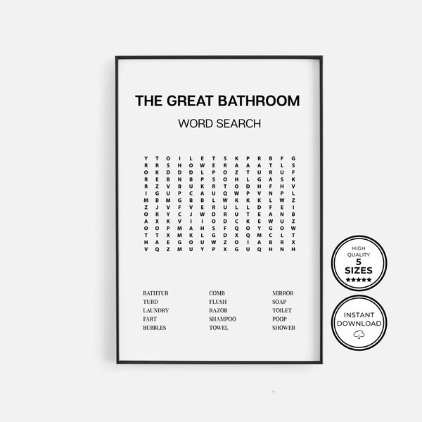 Bathroom Word Search - Etsy