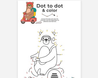 Dot to Dot Printable, Dot to Dot Worksheet, Connect The Dots Pages, Preschool Activity Coloring, Dot-to-dot Kids Homeschool, Dot to Dot Game