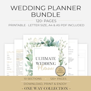 120 + Page Wedding Planner Bundle, Wedding Planner, Wedding Itinerary, Wedding Planning Book, Wedding Planning Checklist, Wedding Day Binder