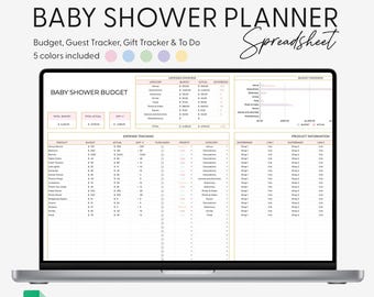 Baby Shower Planner Spreadsheet Template Google Sheets Digital Baby Shower Party Organiser Checklist Budget Tracker Guest List Decor Food