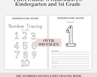 Number Tracing Worksheets 0-10 with Posters | Preschool, Kindergarten, and 1st Grade Handwriting Practice | Kindergarten Learning Bundle