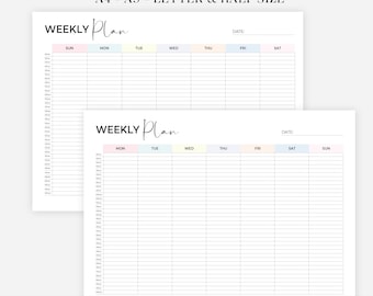 Hourly Weekly Planner EDITABLE Weekly Schedule, Week At a Glance, Daily Planner, Undated Planner, Weekly Organizer To Do List printable Adhd