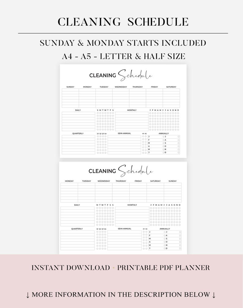 Ultimate cleaning schedule bundle printable Cleaning Planner Bundle Weekly Monthly Yearly Cleaning Checklist Declutter Family Chore Chart image 18