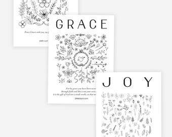 10 Relaxing Bible Verse Coloring Sheets, Meditate and Unwind with God's Word, PDF Download, Christian Coloring Book, Bible Coloring Book