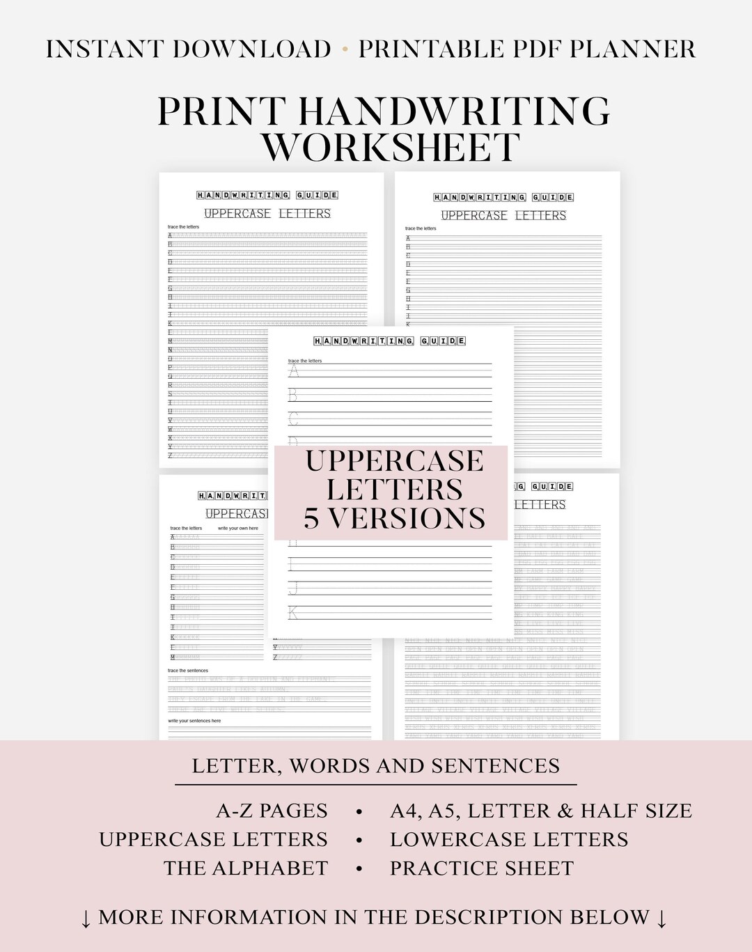 Penmanship Guide.pdf Handwriting/penmanship Digital Download 39 PAGES, Printable Handwriting ...