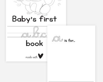 Blank Alphabet Book, ABC Baby Shower Coloring Book, Baby's First ABC Book, Baby Shower Activities, Baby Shower Guest Game, Instant Download