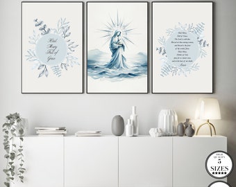 Star of the Sea, Maria Stella Maris Wall Art, Christian Art, Mary Prayer, Hail Mary Print, Mother's Day Print Catholic Print Blessed Mother