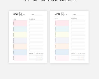 Meal Planner with Grocery List Printable Template, 7 Day Menu Plan, Weekly  Meal Planner, Food Planner, Health & Fitness, A4/A5/Letter/Half