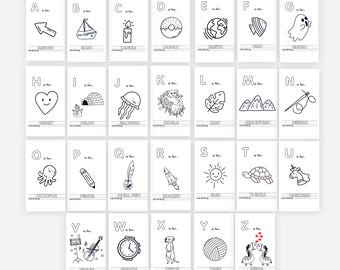 Blank Alphabet Book, Baby Shower Guest Game, ABC Baby Shower Coloring Book, Baby's First ABC Book, Baby Shower Activities, Instant Download