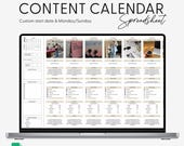 Social Media Content Calendar, Social Media Monthly Content Planner, Google Sheet Spreadsheets, Instagram, Youtube, TikTok, Facebook Planner
