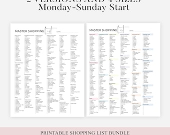 Printable Grocery List Template | Colorful Printable Shopping Checklist & Master Grocery List | Menu Plan | Meal Planning | Meal Planner Pdf
