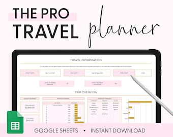 Editable Planner Ultimate Travel Planner Google Sheets Spreadsheet Travel Budget Expense Tracker Travel Itinerary Trip Travel Organizer