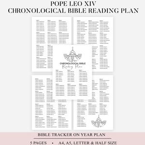 Piano di lettura cronologico della Bibbia di Papa Leone XIV, Tracker biblico stampabile, Piano biblico di un anno, Meditazione quotidiana per le donne, Piano di studio biblico giornaliero