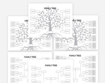 Family Tree Chart, Printable Family Tree Template, 5 Generation, 6 Generation, 7 Generation, Genealogy Chart, Pedigree Chart Ancestral Chart
