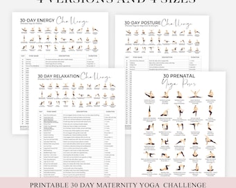 Guía definitiva de ejercicios de yoga para el embarazo (imprimible), programa de ejercicios de 30 días, rutinas de ejercicios para el embarazo, rutinas de ejercicios posparto, plan de ejercicios de yoga prenatal