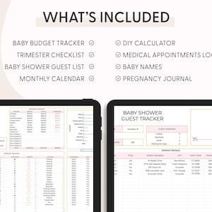 Foglio di calcolo per la pianificazione del bambino, lista della spesa per i prodotti per neonati, pianificazione finanziaria per la gravidanza, Google Fogli, budget per il bambino, checklist per la preparazione del neonato immagine 12