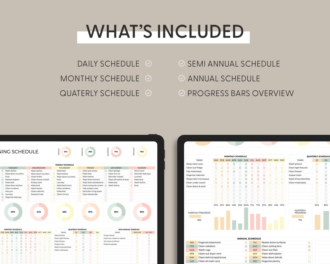 Weekly Cleaning Checklist | Google Sheets Template | Editable Tracker ...
