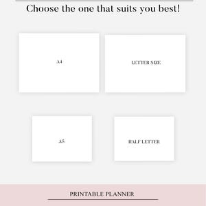 May include: Printable planner available in four sizes: A4, Letter, A5, and Half Letter. Instant download, printable PDF plan. More information in the description below.