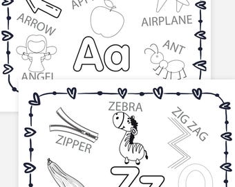Libro para colorear de 26 páginas con el alfabeto para baby shower, primer libro del alfabeto para bebés, libro del alfabeto con temática solar, juego o actividad para baby shower, aprendizaje de alfabetos de la A a la Z
