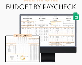 Budget By Paycheck Budget Spreadsheet Financial Planner Template Google Sheets Monthly Tracker Weekly Biweekly Bill Expenses Savings Debt