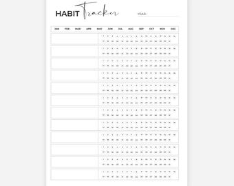 Goal Tracker PDF Planner / Monthly Habit Tracker Printable / Minimalist Daily Habit Tracker / Planner 2026 Bullet Journal Page /Mood Tracker