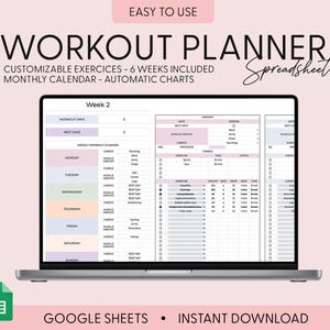 Workout Planner Google Sheets Exercise Tracker Spreadsheet Fitness Planner Template Gym Checklist Weightlifting Training Calendar Pilates